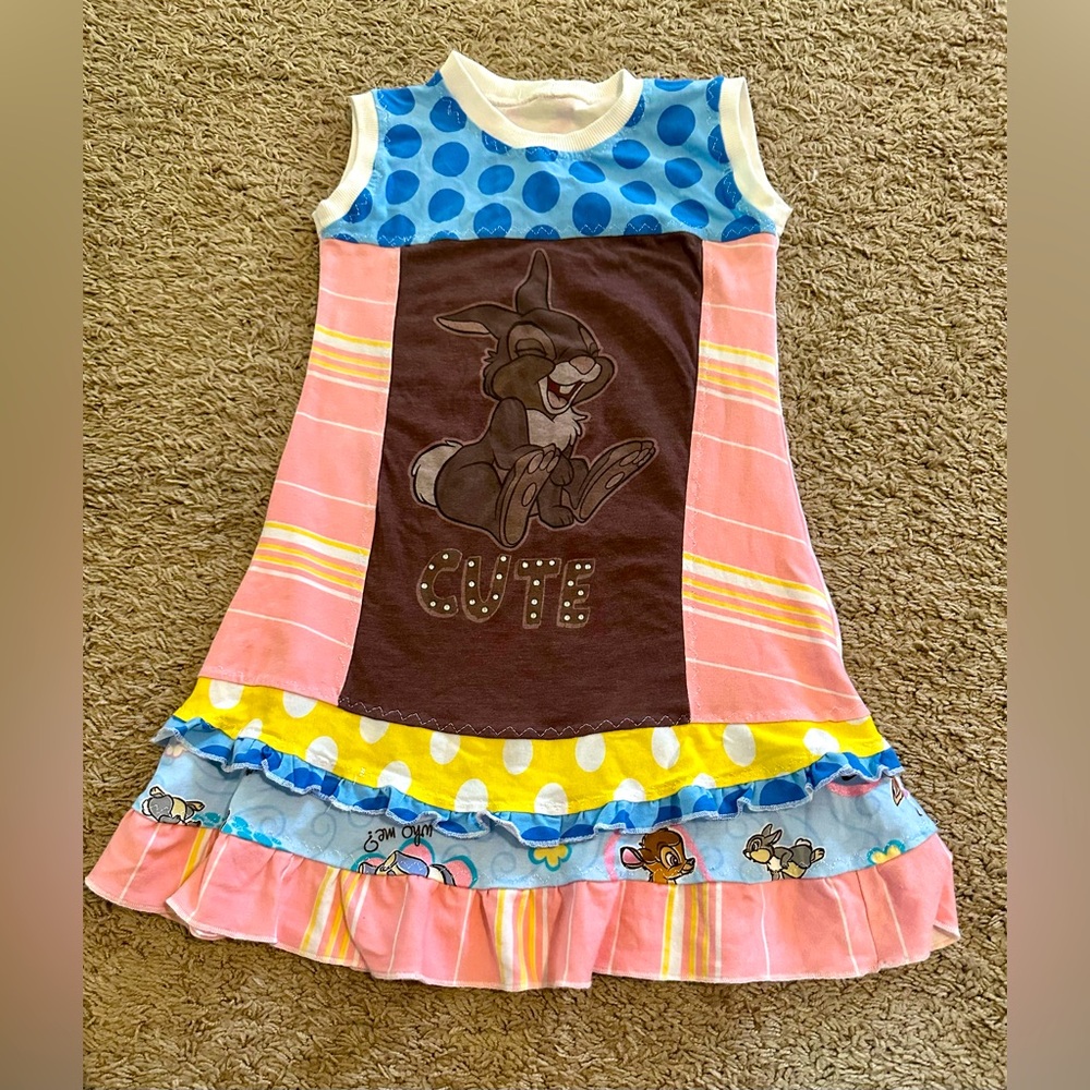 Bambi inspired upcycled tshirt dress. Approx size 6/7. So cute! Girls!